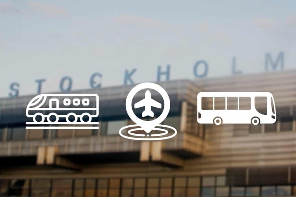 Arlanda flygplats, ikoner för flygplats, buss och tåg